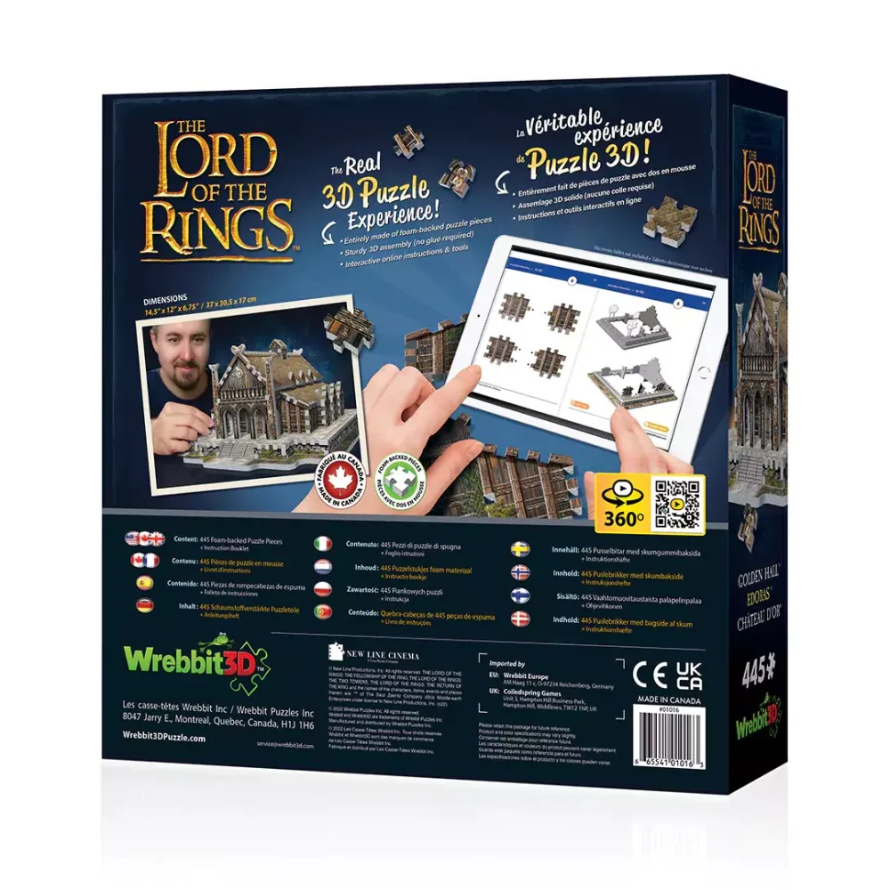 3D Puzzle Pán prstenů - Zlatá síň Edoras, 445 dílků