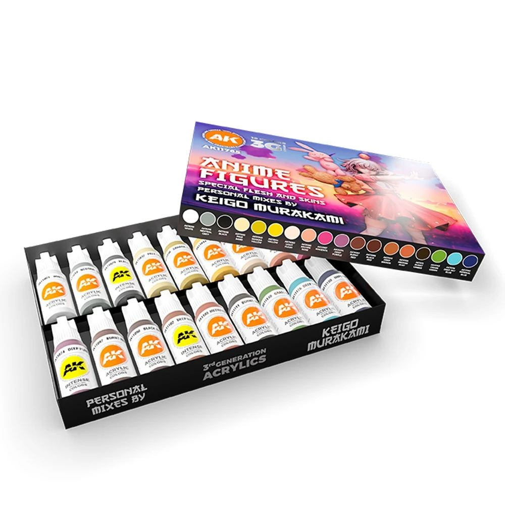AK Interactive - Keigo Murakami Personal Mixes: Anime Figures Paint Set (18 Farben)