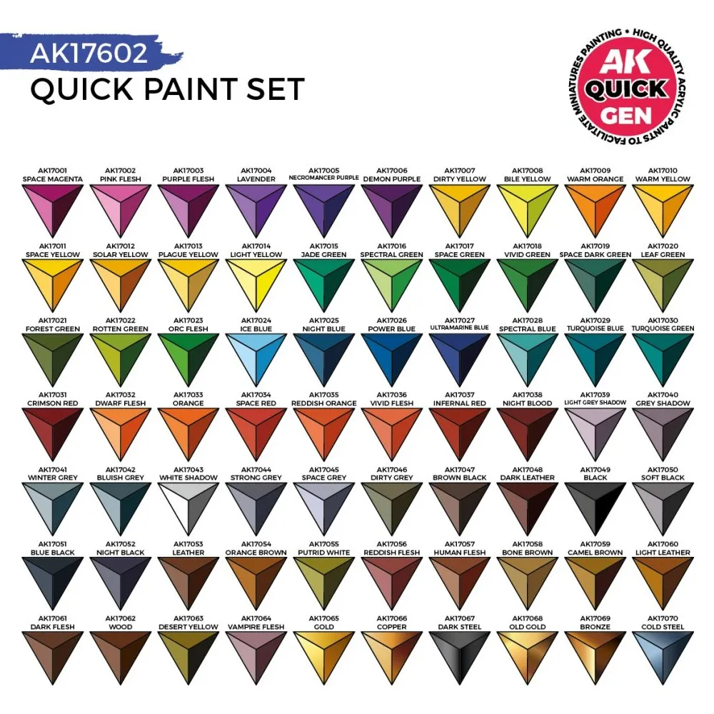 AK Interactive: Quick Gen - Quick Paint Set (72 paints and 2 brushes)