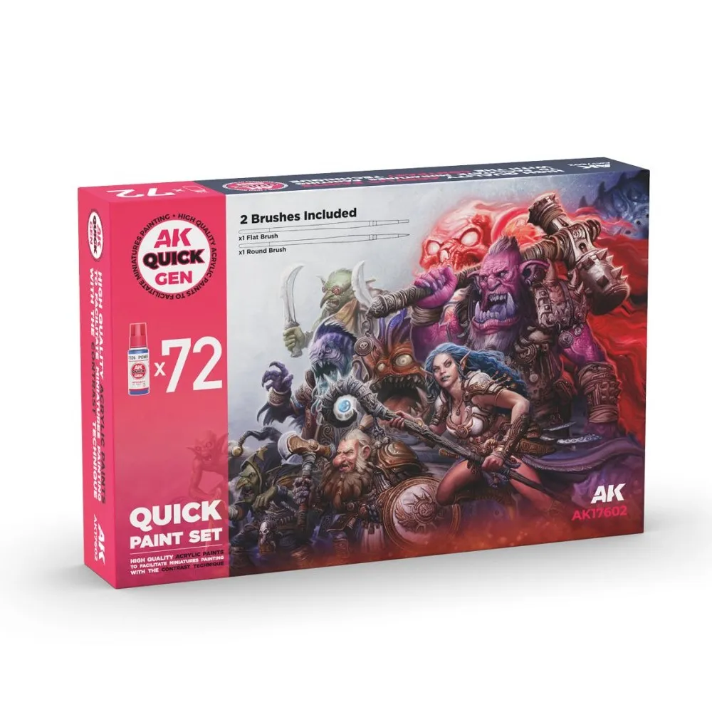 AK Interactive: Quick Gen - Quick Paint Set (72 paints and 2 brushes)