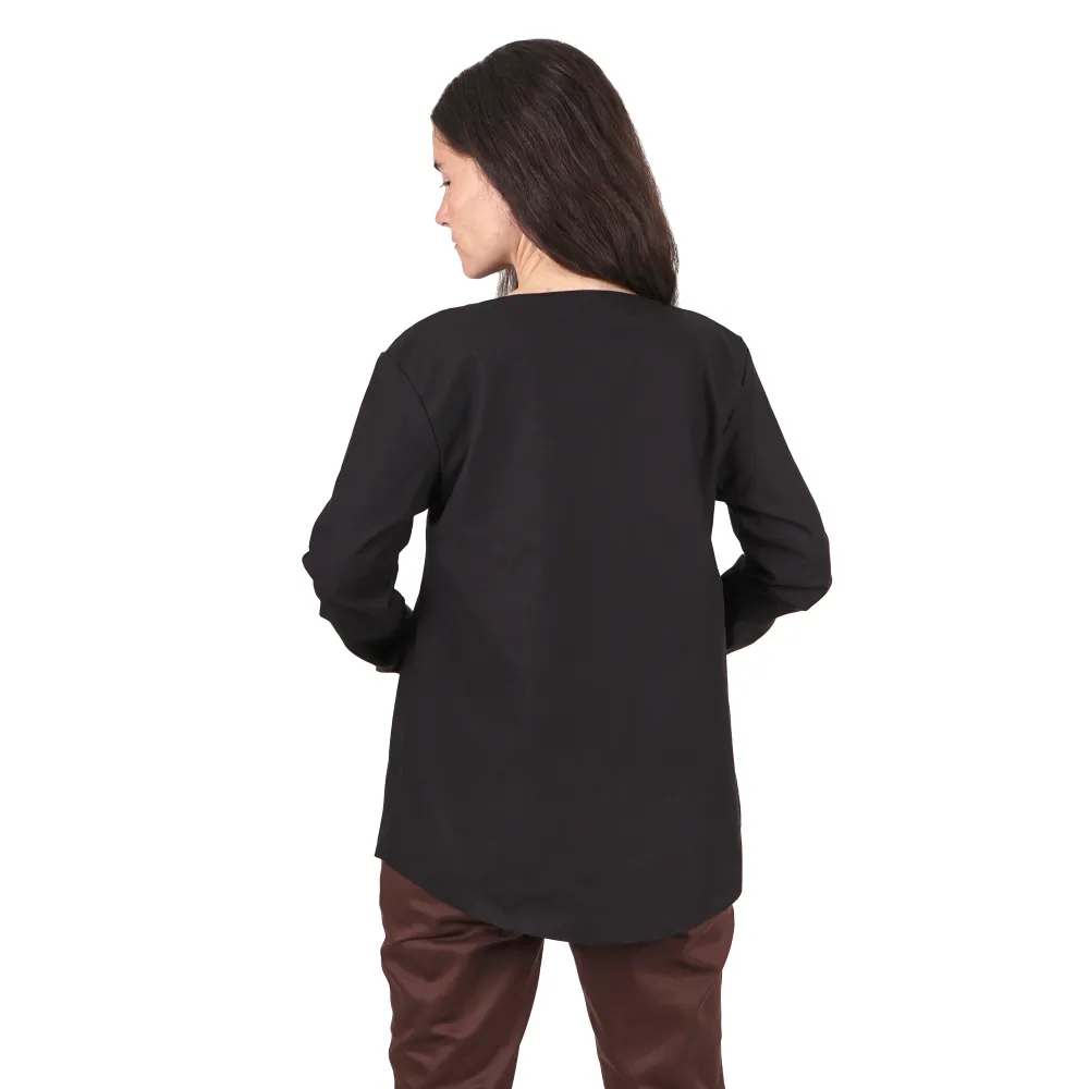 Women's long-sleeve cotton tunic - black