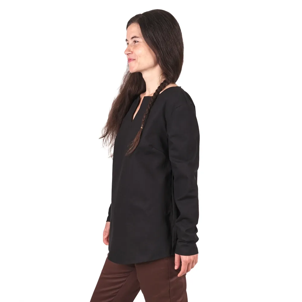Women's long-sleeve cotton tunic - black