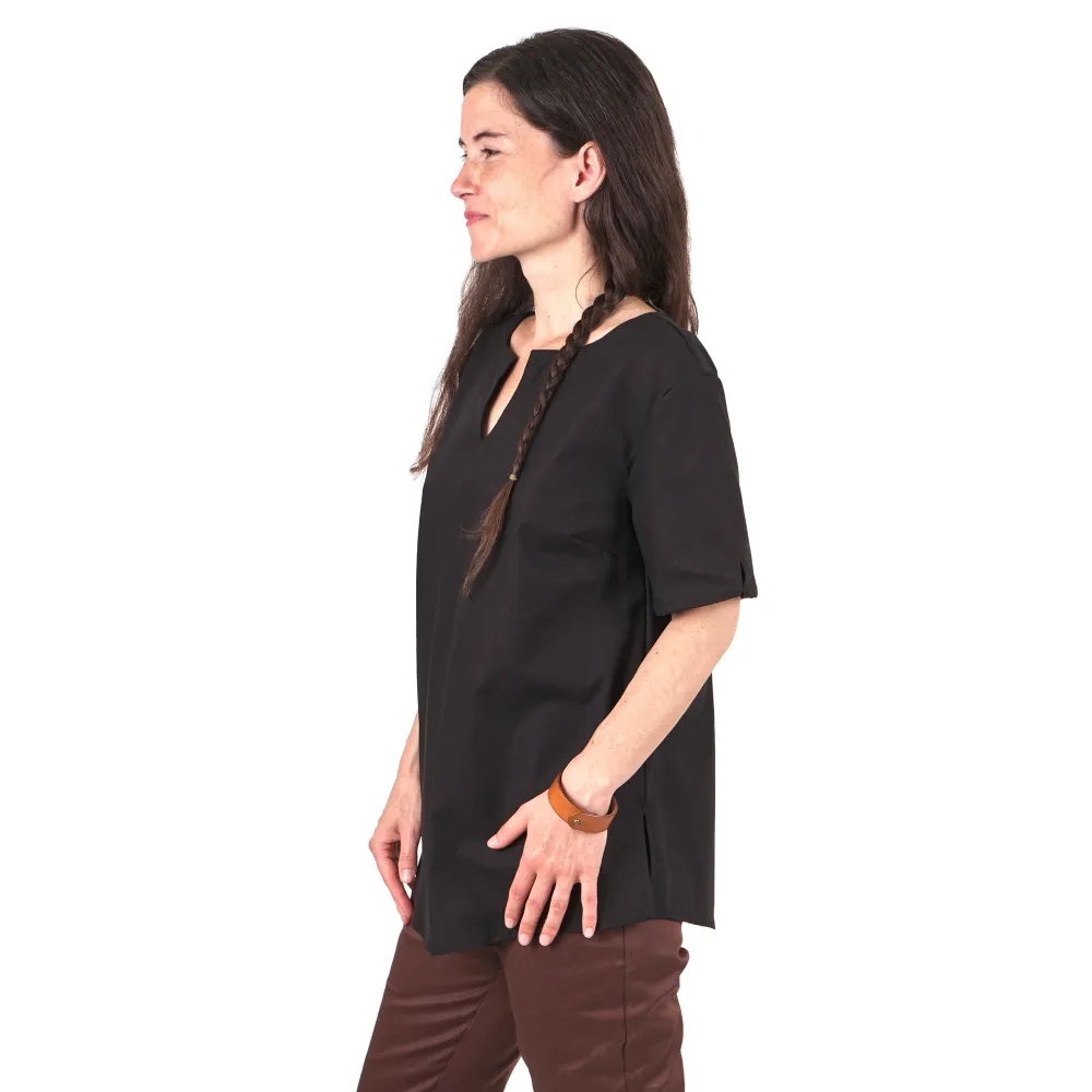 Women's short-sleeve cotton tunic - black