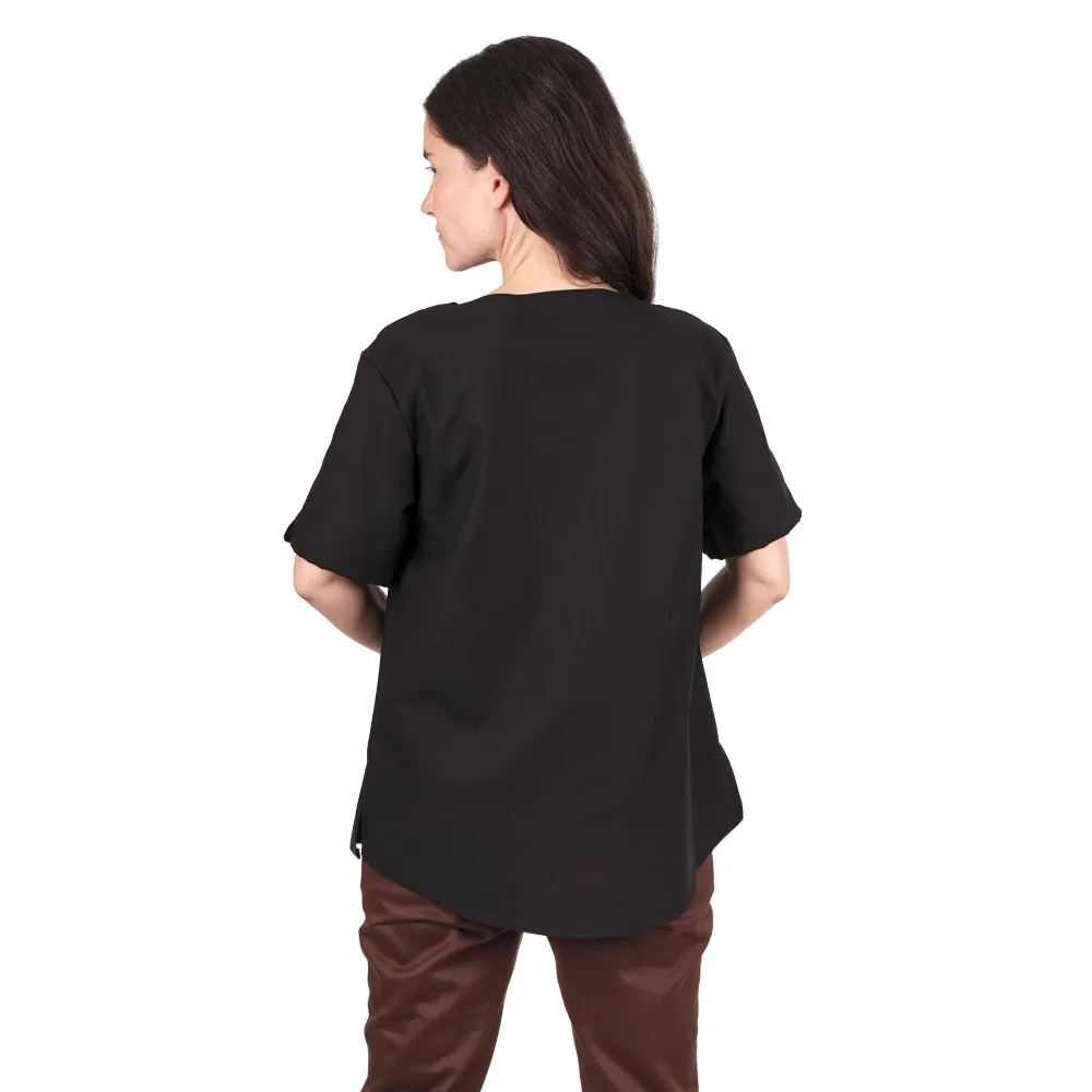 Women's short-sleeve cotton tunic - black