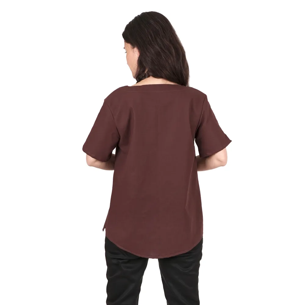 Women's short-sleeved cotton tunic - brown