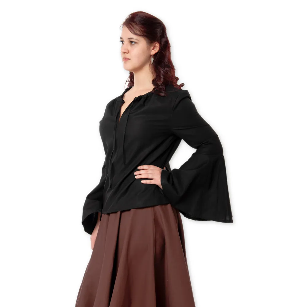 Wide-sleeve blouse - black