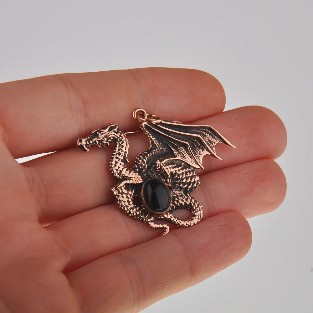 Bronze Dragon Amulet with Gemstone