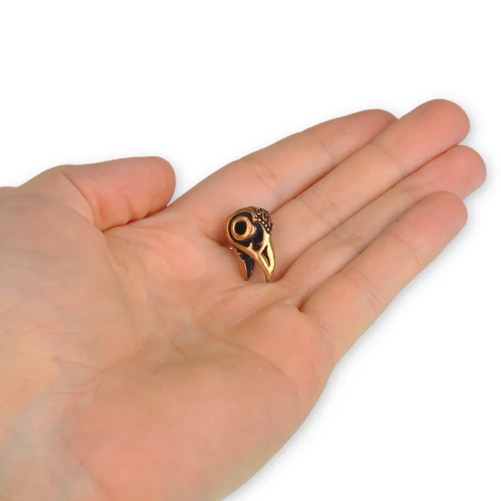 Bronze Raven Skull Bead