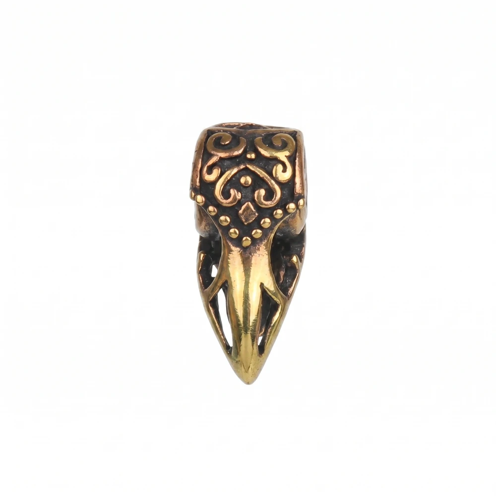 Bronze Raven Skull Bead