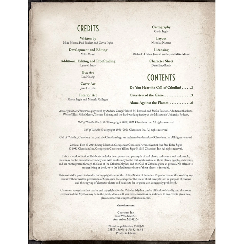 Call of Cthulhu RPG: 40th Anniversary Starter Set
