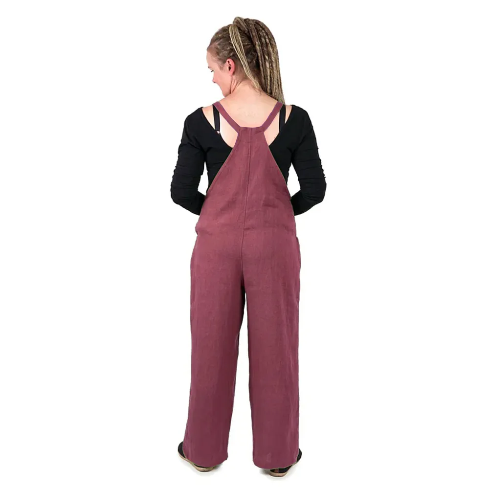 Women's linen dungarees - purple