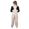 Women's linen dungarees - natural