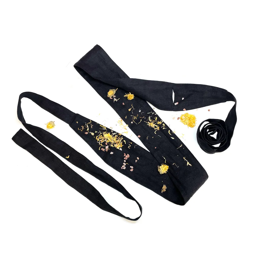 Women's linen belt - black