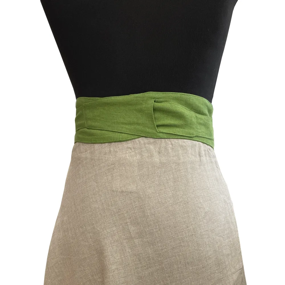 Women's linen belt - green