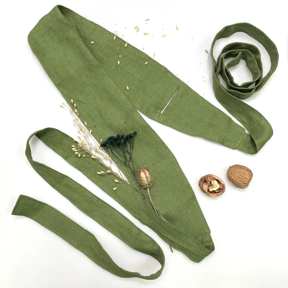 Women's linen belt - green