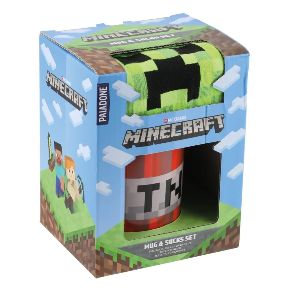 Minecraft Geschenkset - TNT Tasse und Creeper Socken