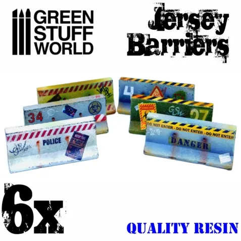 Dekorace Green Stuff World: Jersey Barriers, 6 ks