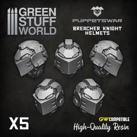 Dekorace Green Stuff World: Knight Helmets 2, 5 ks