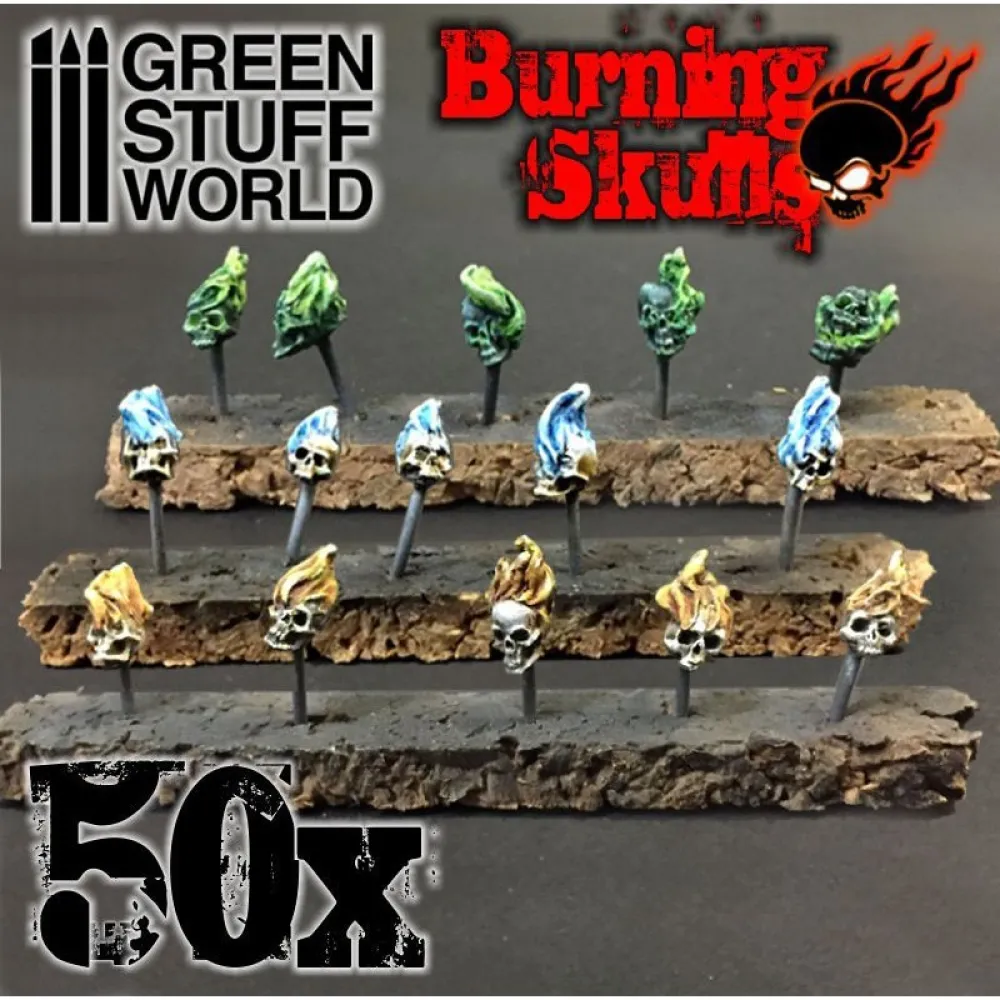 Dekorace Green Stuff World: Resin Burning Skulls