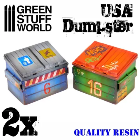 Dekorace Green Stuff World: USA Dumpster, 2 ks