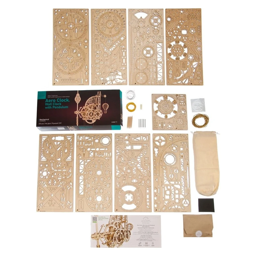 Ugears 3D Mechanical Wooden Model: Aero Clock Wall Clock