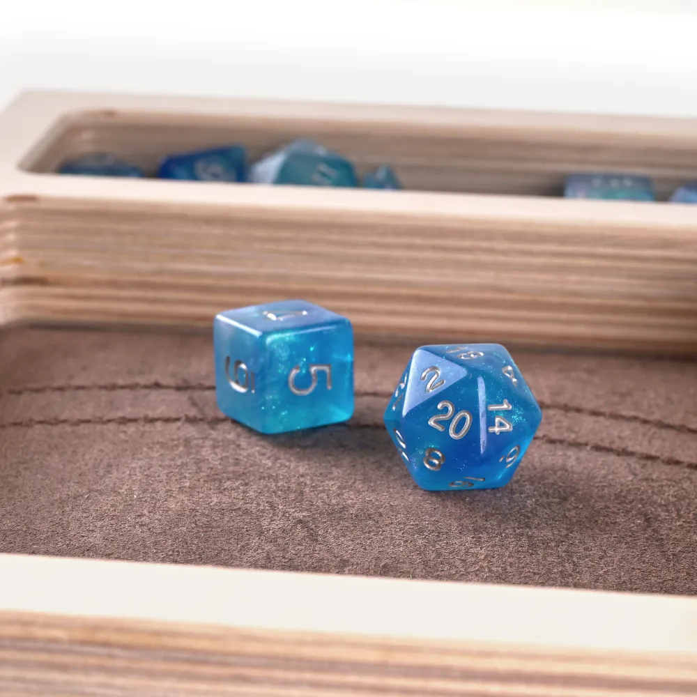 Wooden Dice Tray in a Leather Case