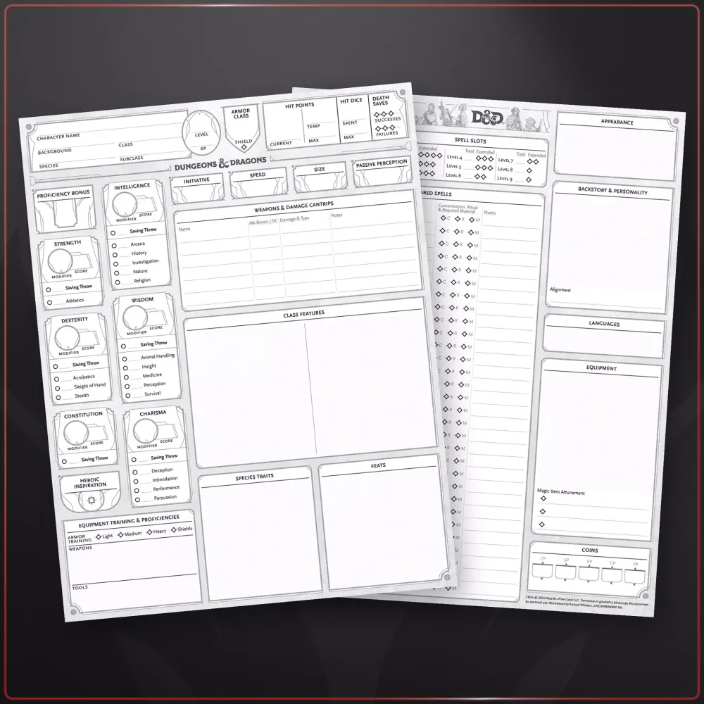 Dungeons & Dragons - Character Sheets 2024