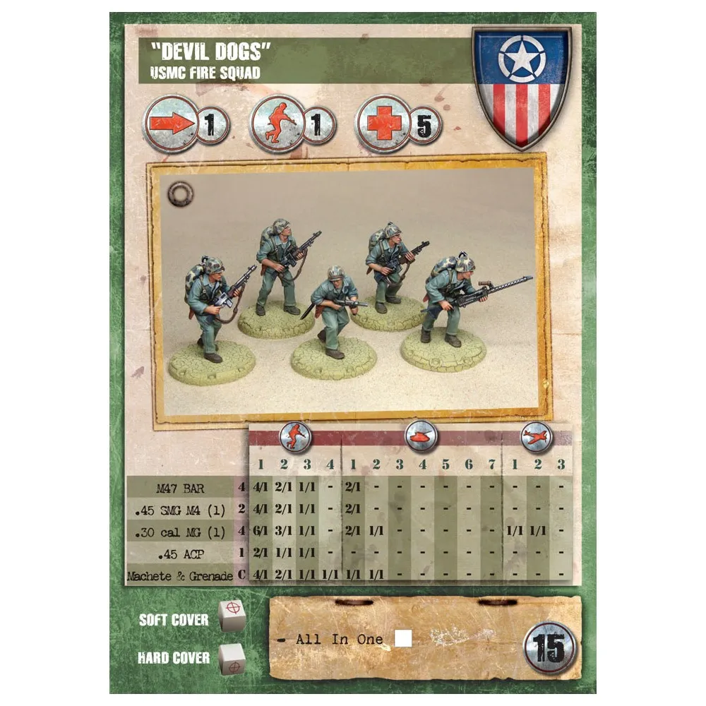 Dust Tactics: Allies - USMC Fire Squad - Devil Dogs