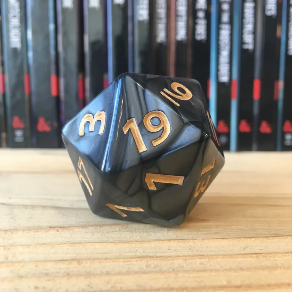 D20 Dice - Black Pearl (4 cm)