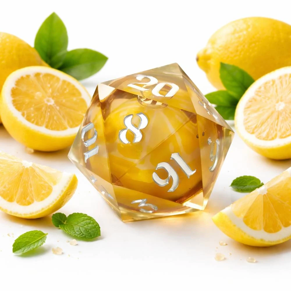 D20 Dice - Lemon (5.5 cm)