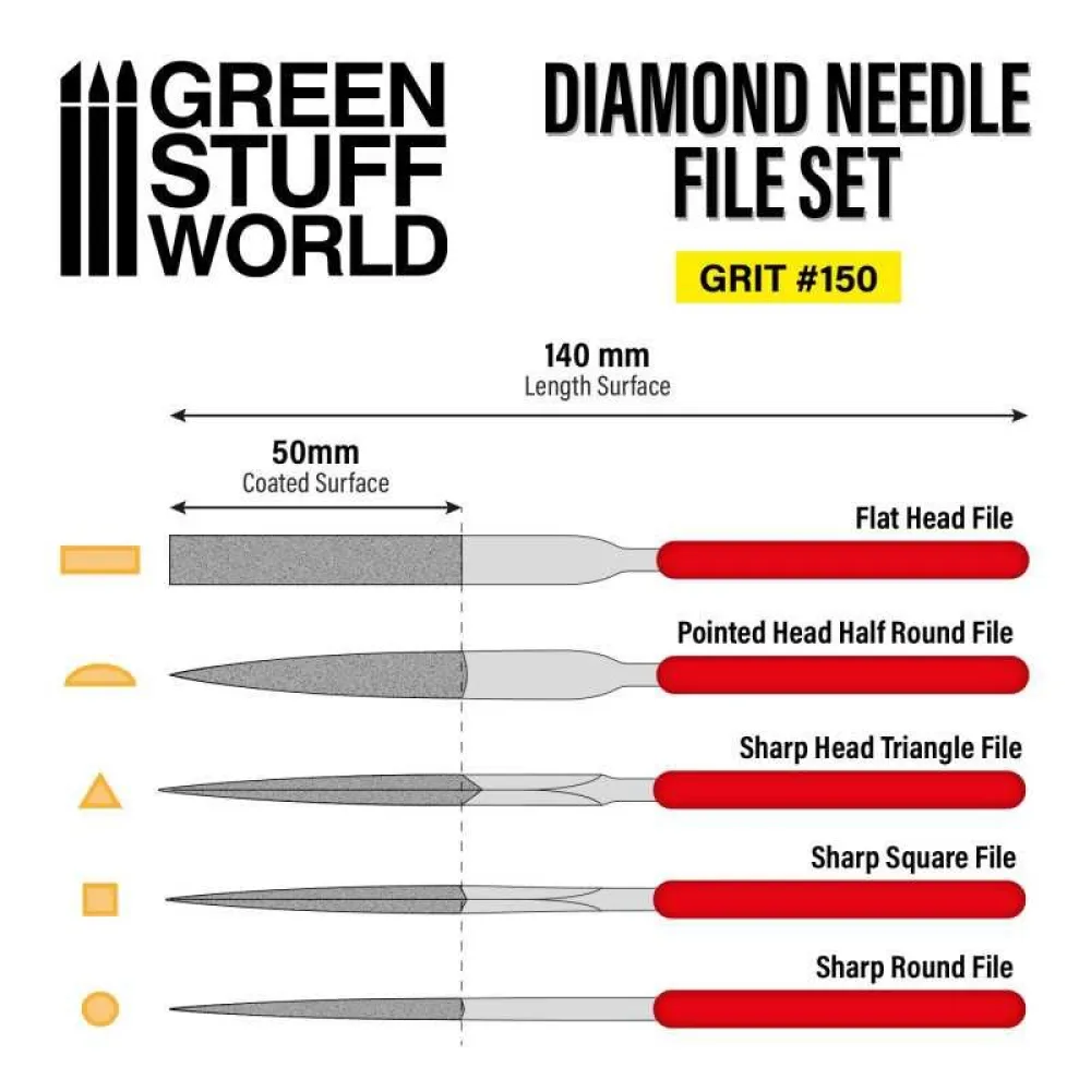 Green Stuff World: Diamond Needle File Set, 5 pcs