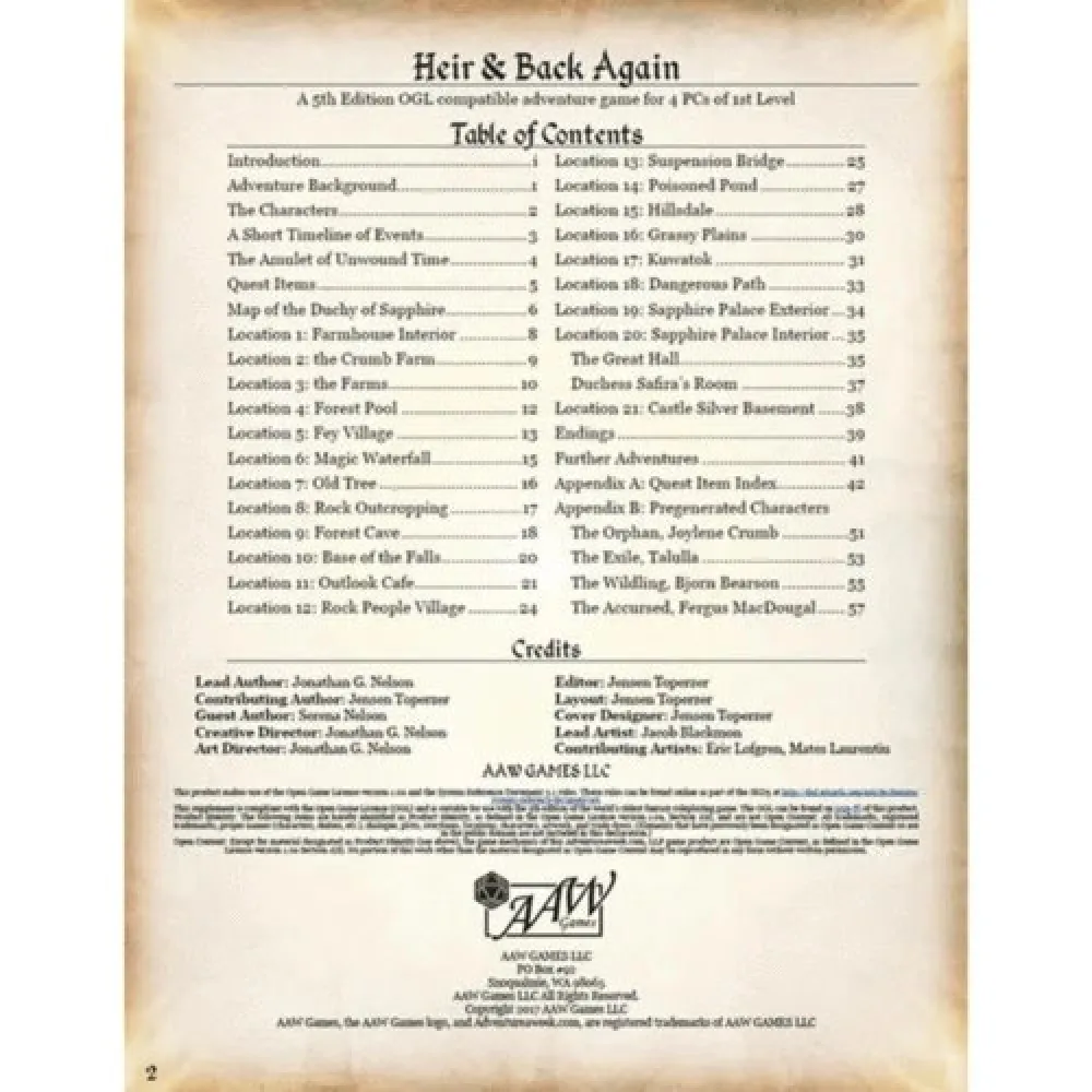 Heir & Back Again 5th Edition