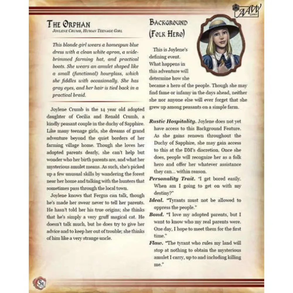 Heir & Back Again 5th Edition Character Cards