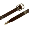 Brown leather medieval belt - brass decoration