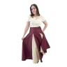 Gored cotton skirt - burgundy/beige