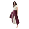 Gored cotton skirt - burgundy/beige