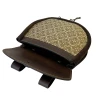 Ledertasche mit Brokatbezug - braun-gelb