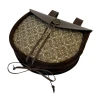 Ledertasche mit Brokatbezug - braun-gelb