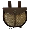 Ledertasche mit Brokatbezug - braun-gelb