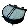 Ledertasche mit Brokatbezug – blau-weiß