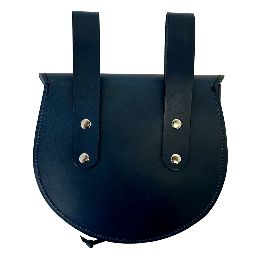Ledertasche mit Brokatbezug – blau-weiß