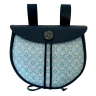 Ledertasche mit Brokatbezug – blau-weiß