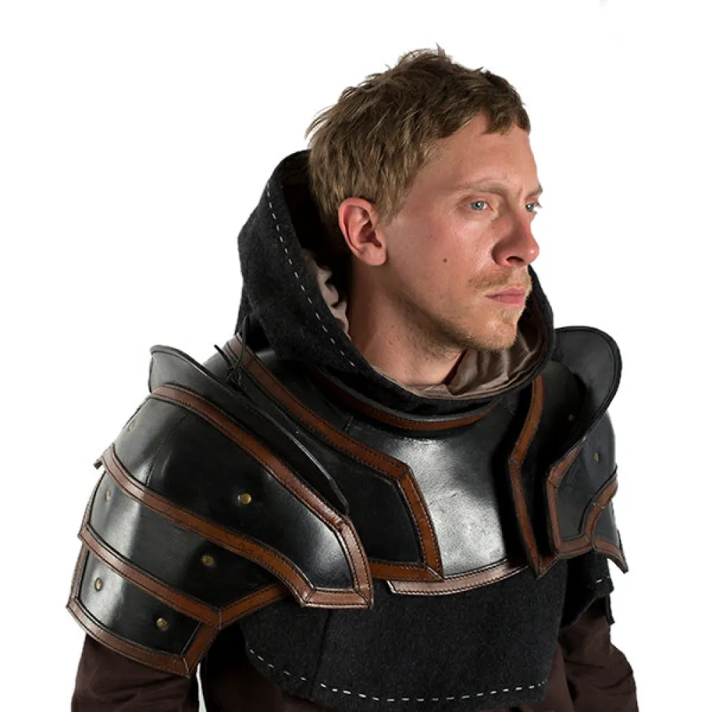 Leather shoulder and neck guard