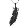 Leather Raven Feather Pendant