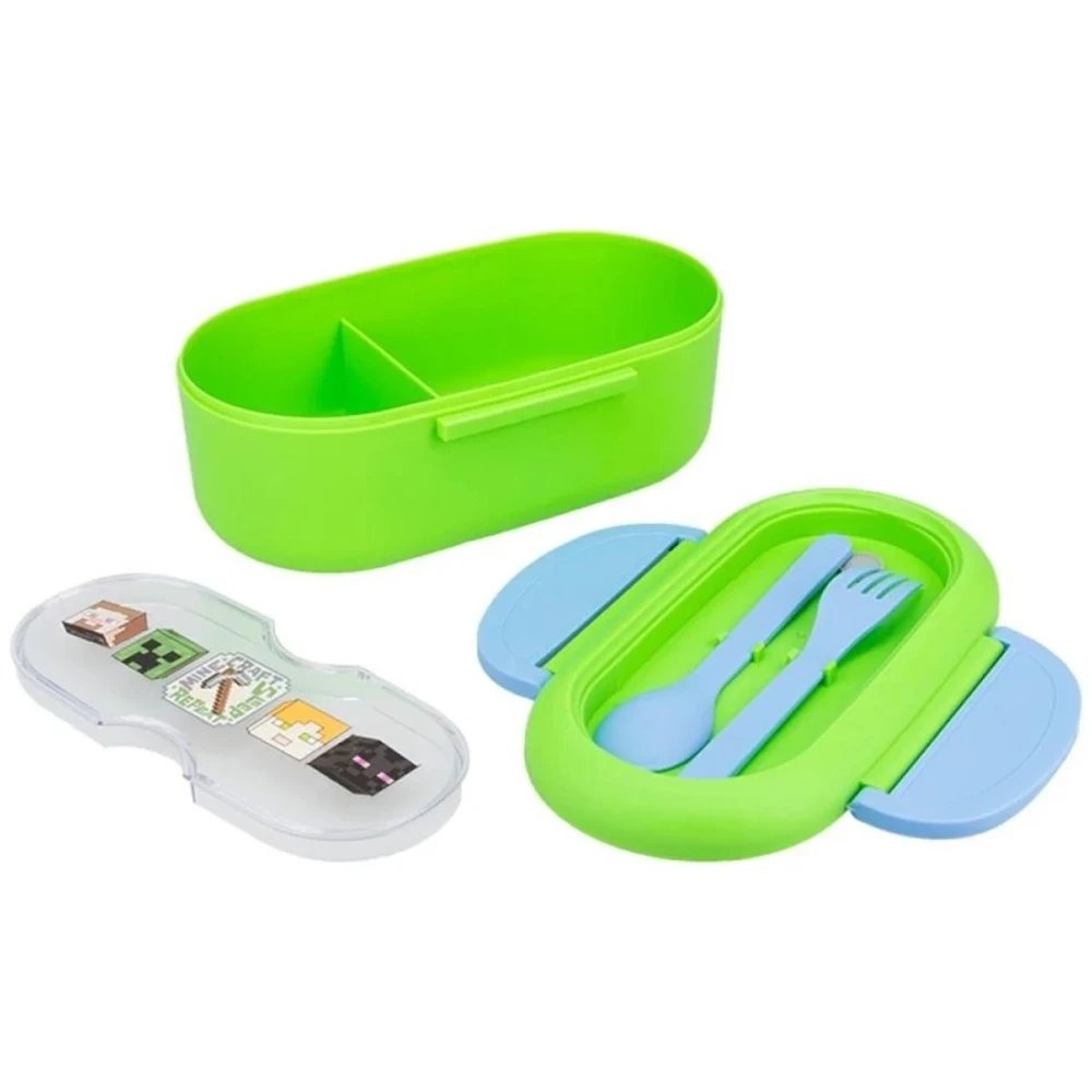 Minecraft lunch box with cutlery and spoon