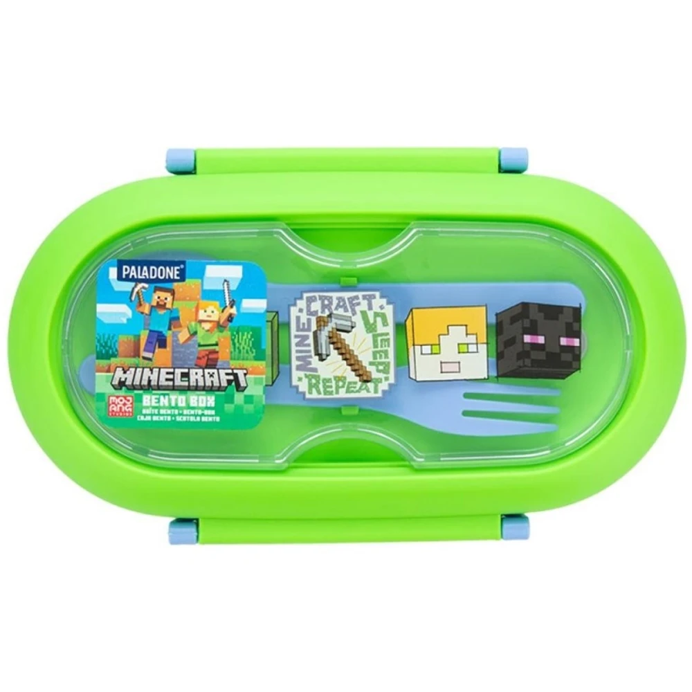 Minecraft lunch box with cutlery and spoon