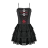 Short Gothic Lace Dress - Red & Black