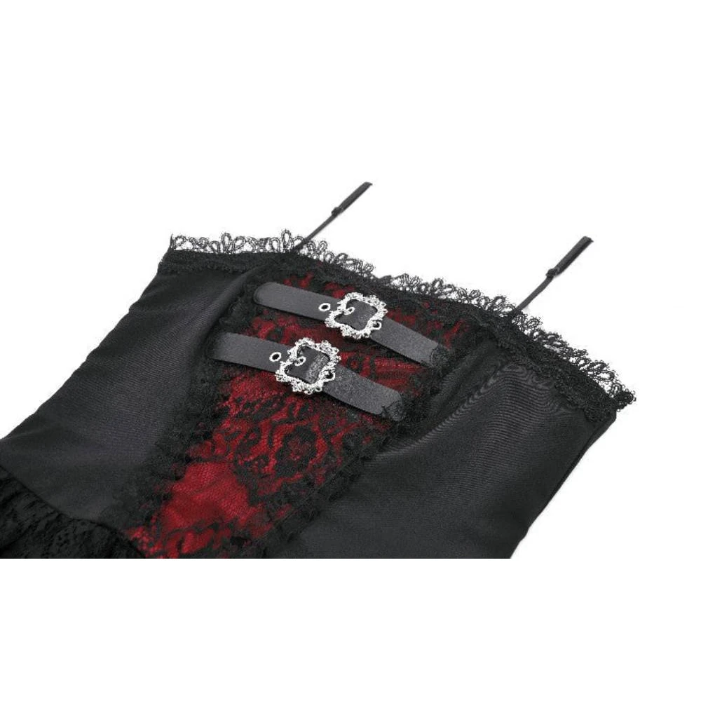 Short Gothic Lace Dress - Red & Black