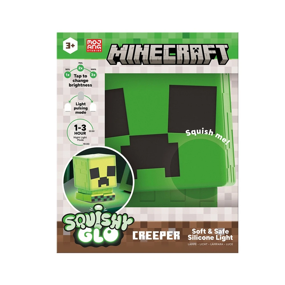 Lampička Minecraft SquishyGlo - Creeper, silikónová