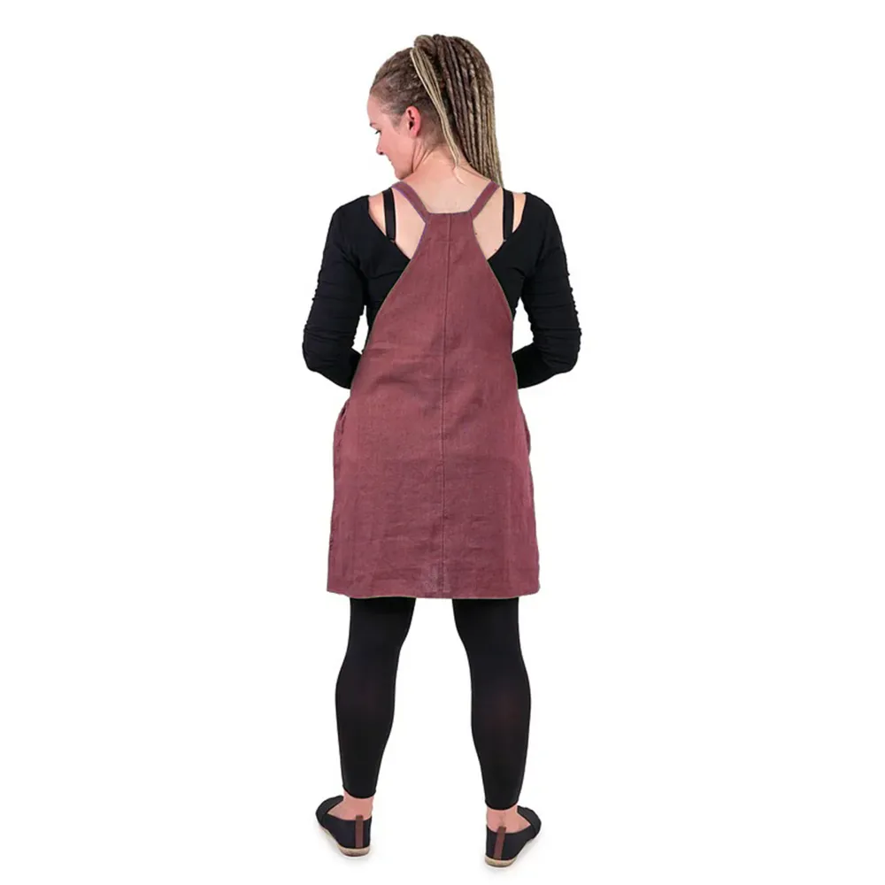 Linen pinafore dress - purple